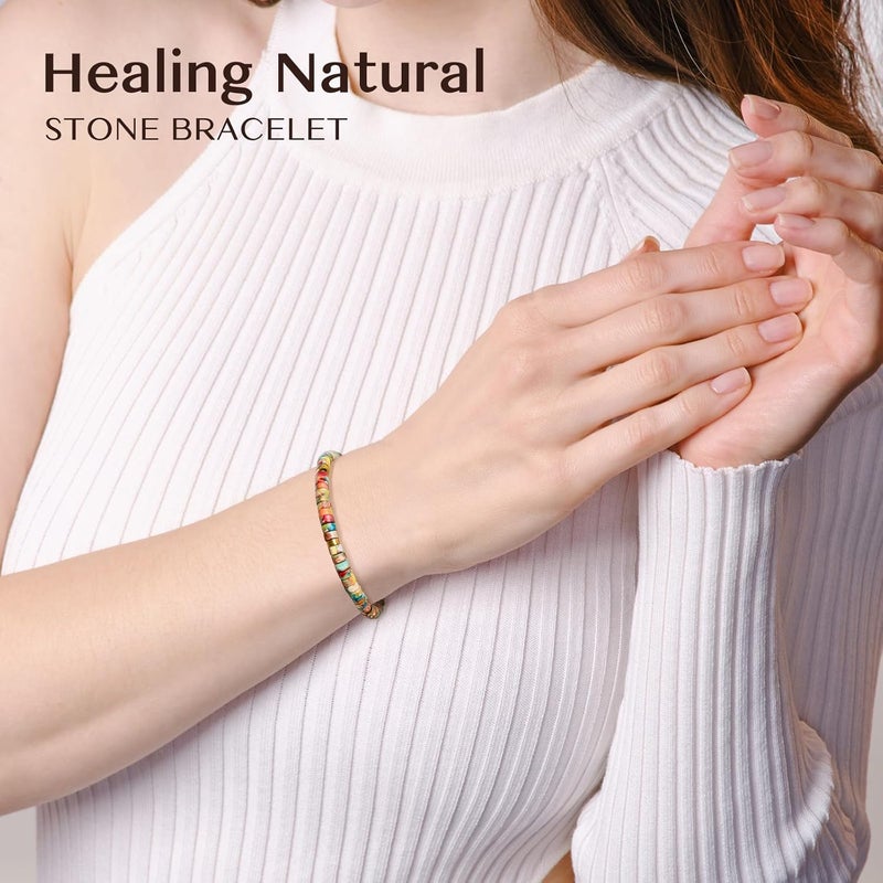 ZOKCC Inspirational Gifts Bracelets for Women: Christmas Day Gifts for Women Friends Sister Mom - Healing Natural Stone Beads Bracelets Thinking of you Get Well Soon Gift for Women - Image 4